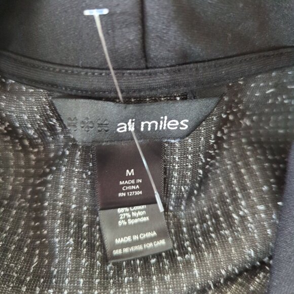 Ali Miles Striped Black White Cowl‎ Neck Tunic with pockets and 3/4 Sleeves Sz M - Picture 5 of 14